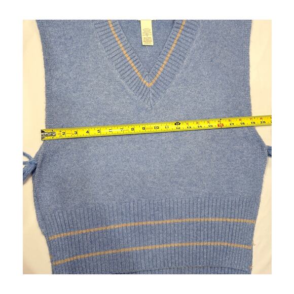 Free People All Star Striped Knit Poncho Vest Blue One Size Tassel Tie Sides - Picture 10 of 14